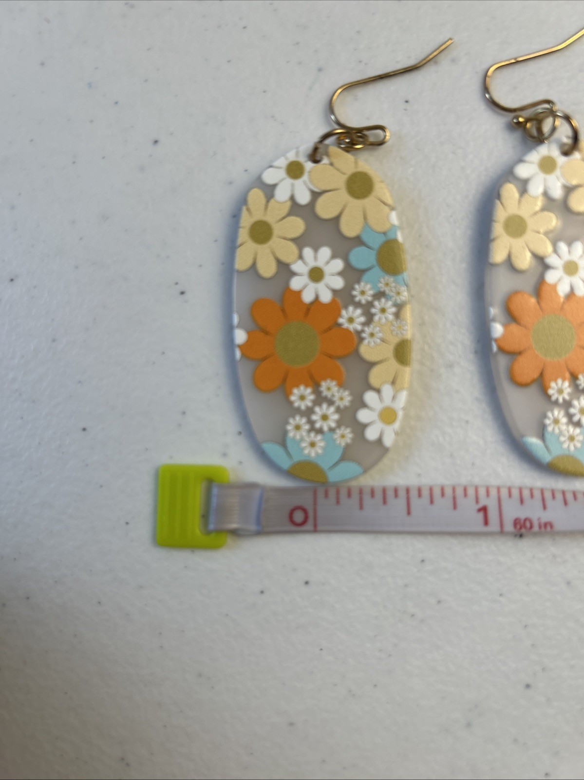 Retro -Mod Multi Color Dangle Earrings Plastic Floral 1960s Retro Style