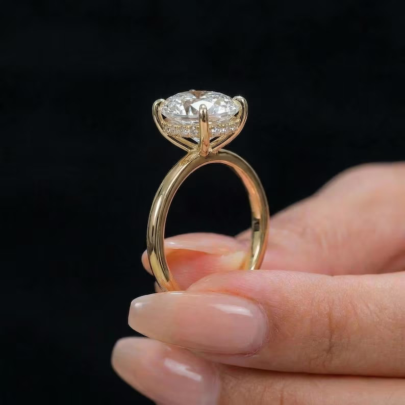 3.50Ct Cushion Cut Simulated Diamond Women Solitary Ring 14k Yellow Gold Plated