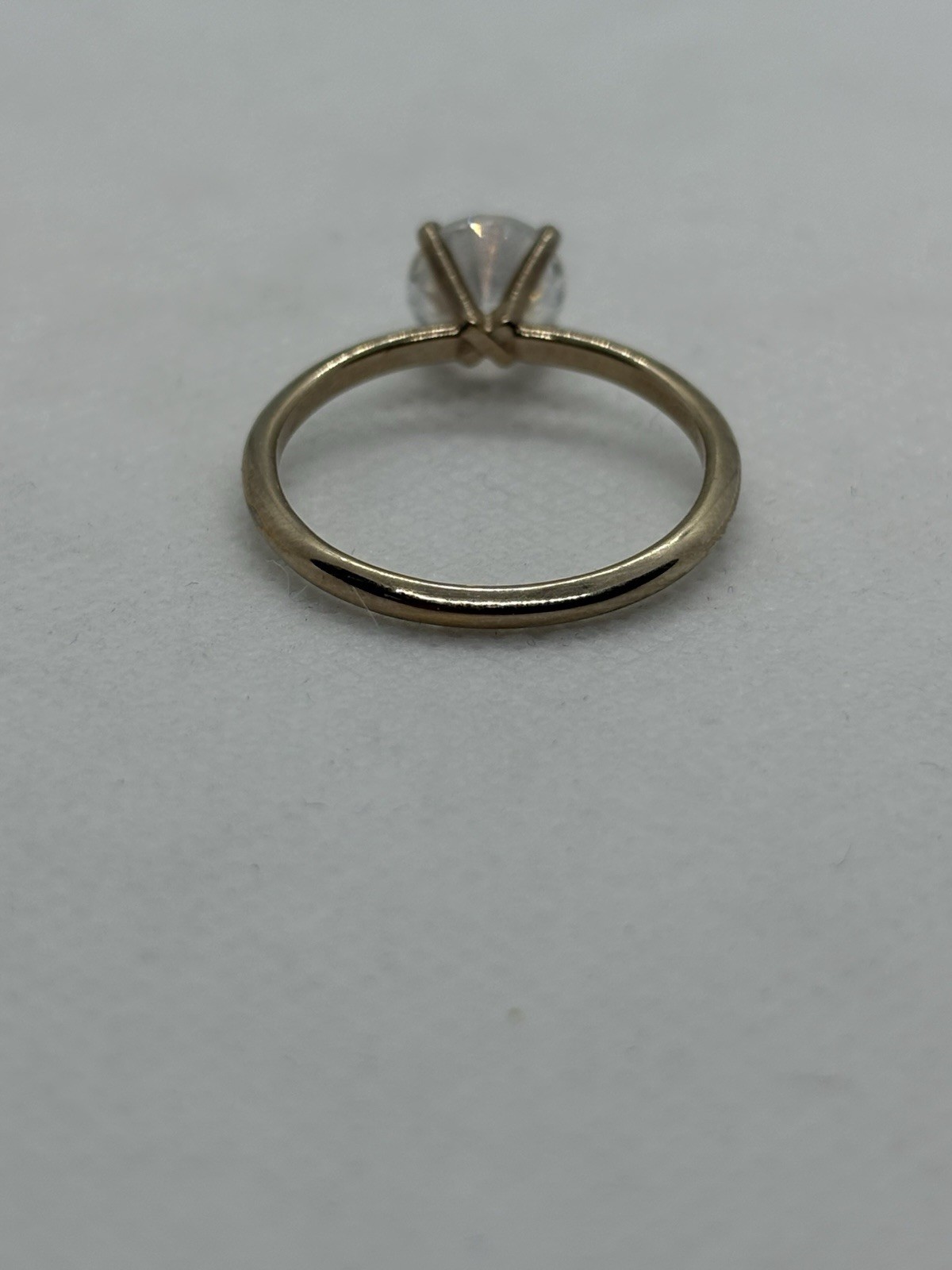 Vintage ESPO Simulated Diamond Ring 14K Gold Electro Plated Solitaire Size 10