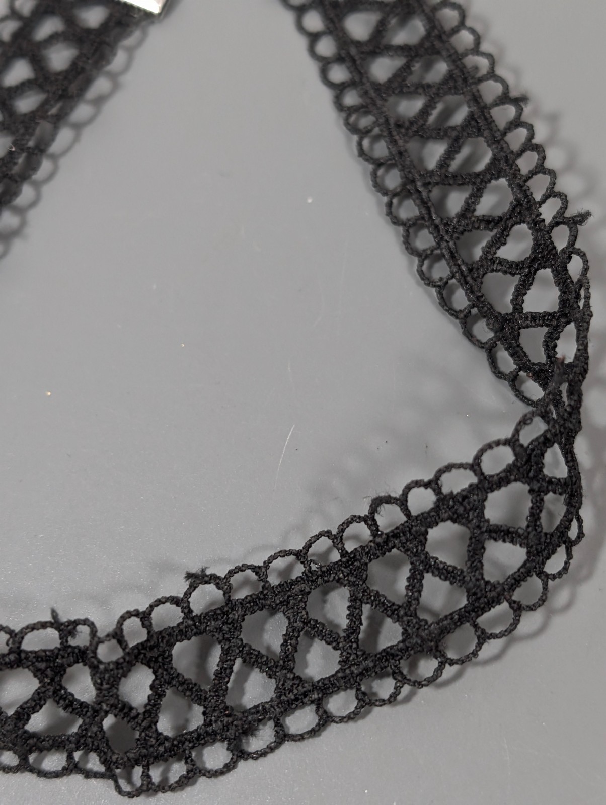 Retro Y2K Black Crochet Woven Cord Choker Necklace Gothic 17 in Grunge