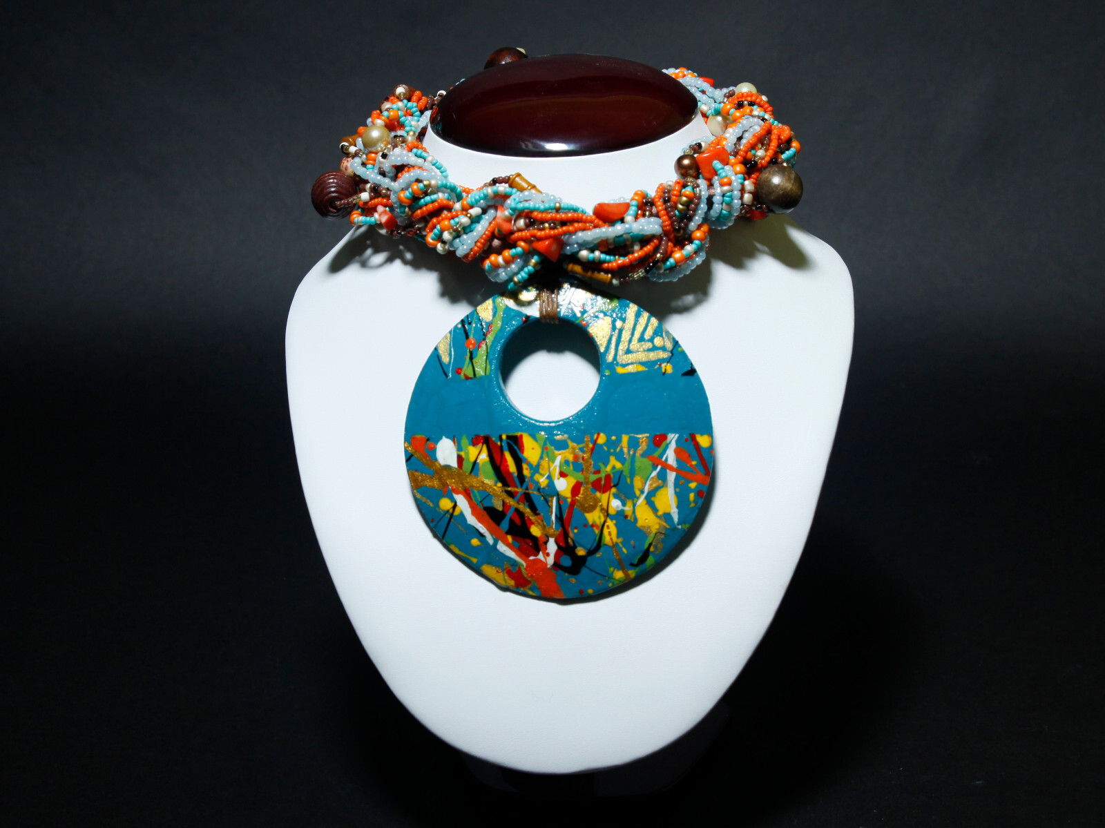 Reproduction Pre-Colombian Jewelry: Wood Satin Necklace (1249-30-G02) 10URM1