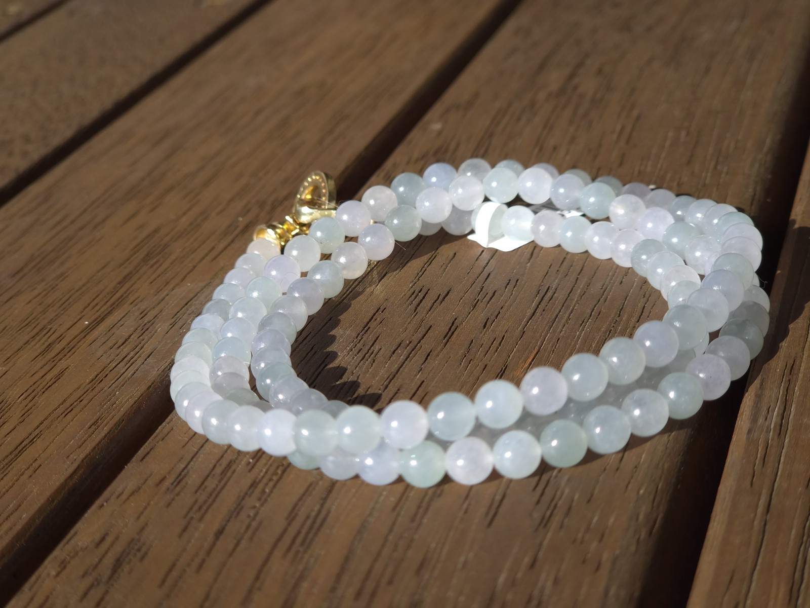 High-quality Icy White and Lavender Burmese Jadeite Necklace