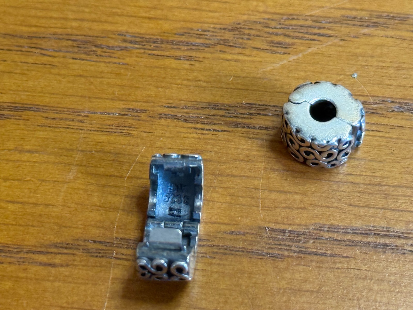 Authentic Pandora Silver Swirls Clip Charms Set of 2 Sterling P-233