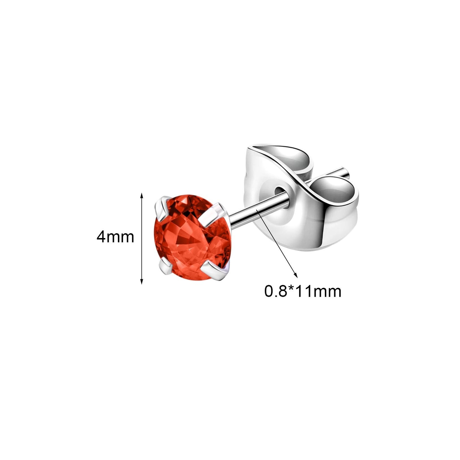 1 Pair 20G Stainless Steel Stud Earrings CZ Ear Studs Cartilage Piercing Jewelry