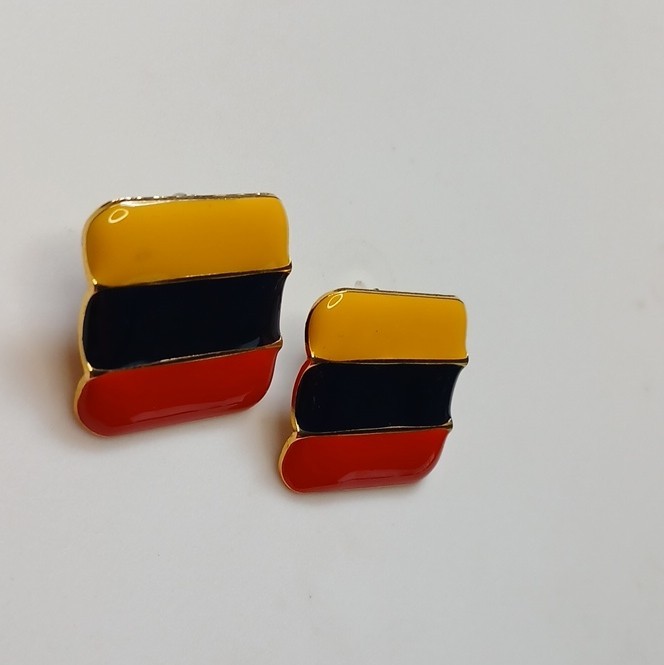 Multicolor Enamel Rectangle Stud Earrings Butterfly Back Nickel-Free Lobe Pair