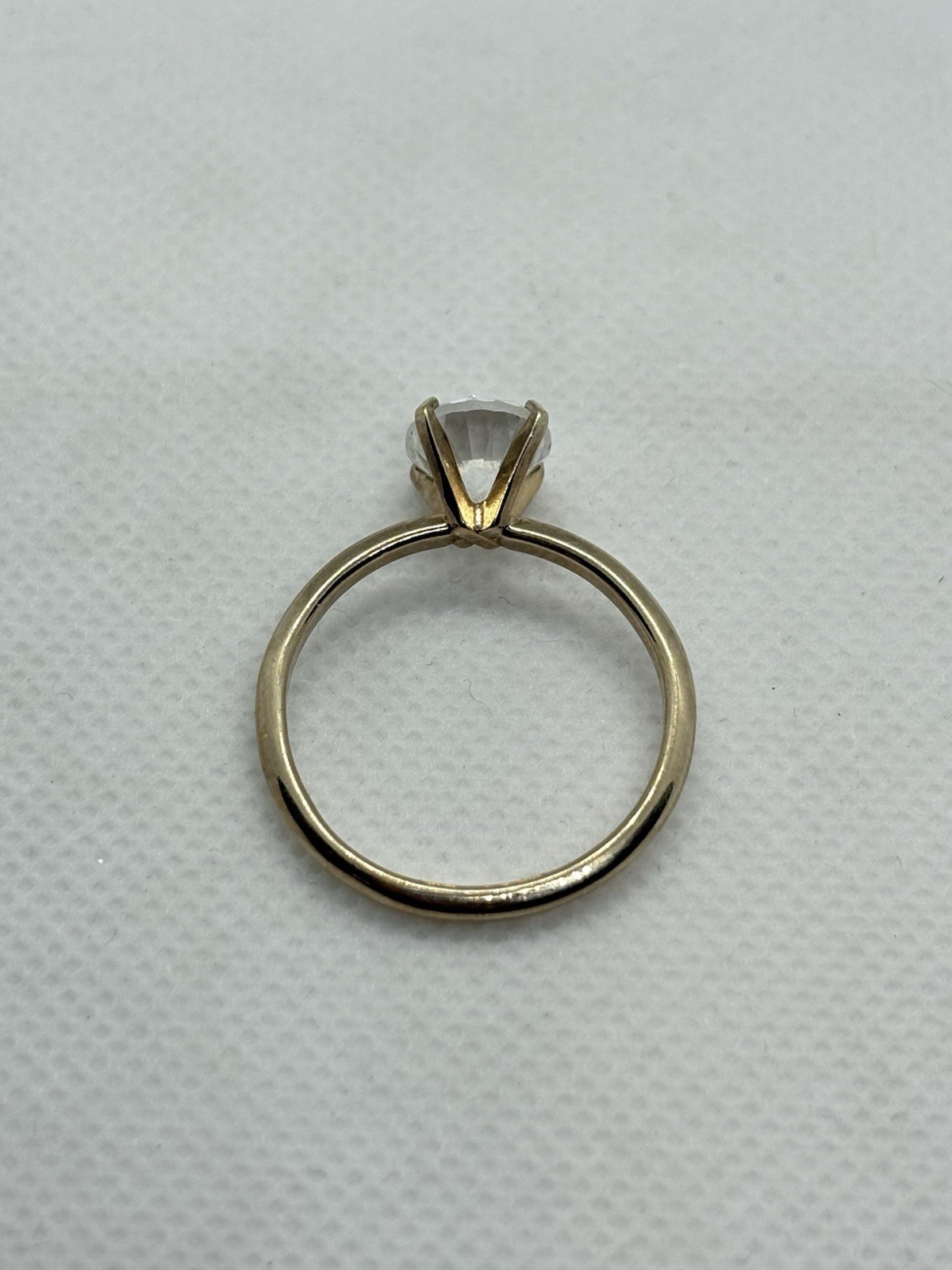 Vintage ESPO Simulated Diamond Ring 14K Gold Electro Plated Solitaire Size 10