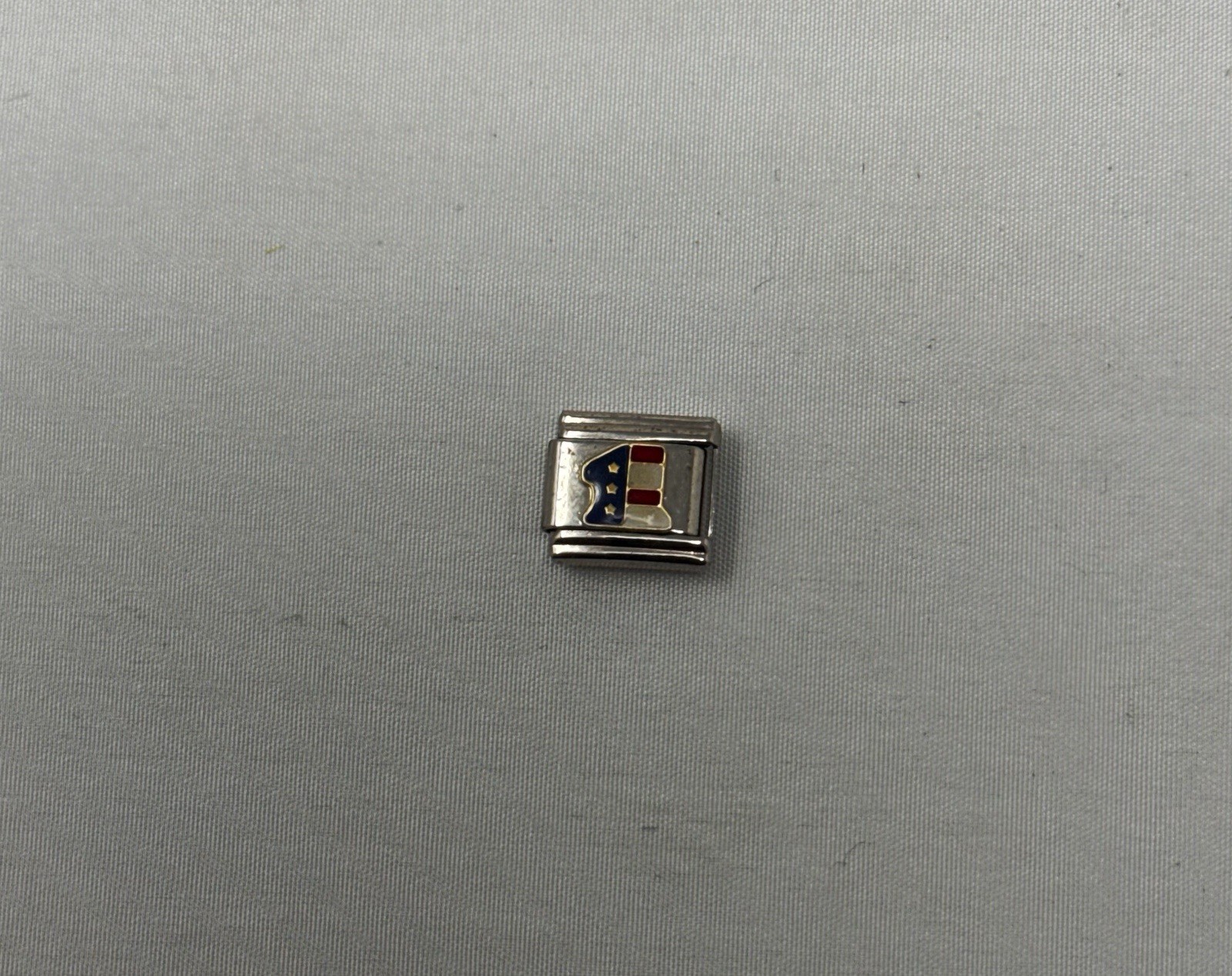 Patriotic Number 1 USA Flag Enamel 9mm Italian Charm Bracelet Stars Link One