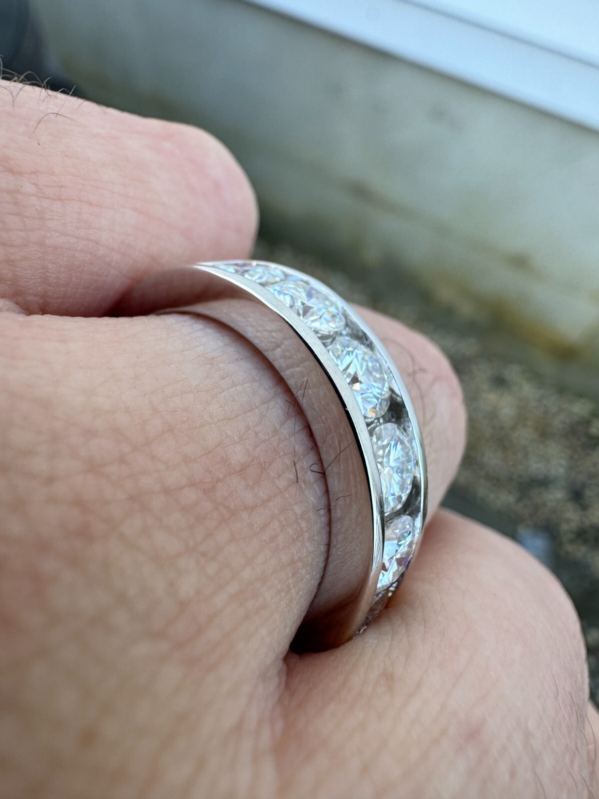 Real Moissanite Half Eternity Band Channel Set Wedding Ring 925 Silver 1.5mm-5mm