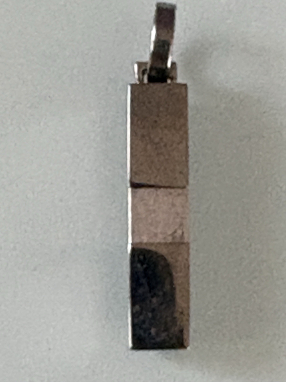 Titanium And Sterling 925 Rectangle Bar Pendant With Small Diamond Accent UNISEX
