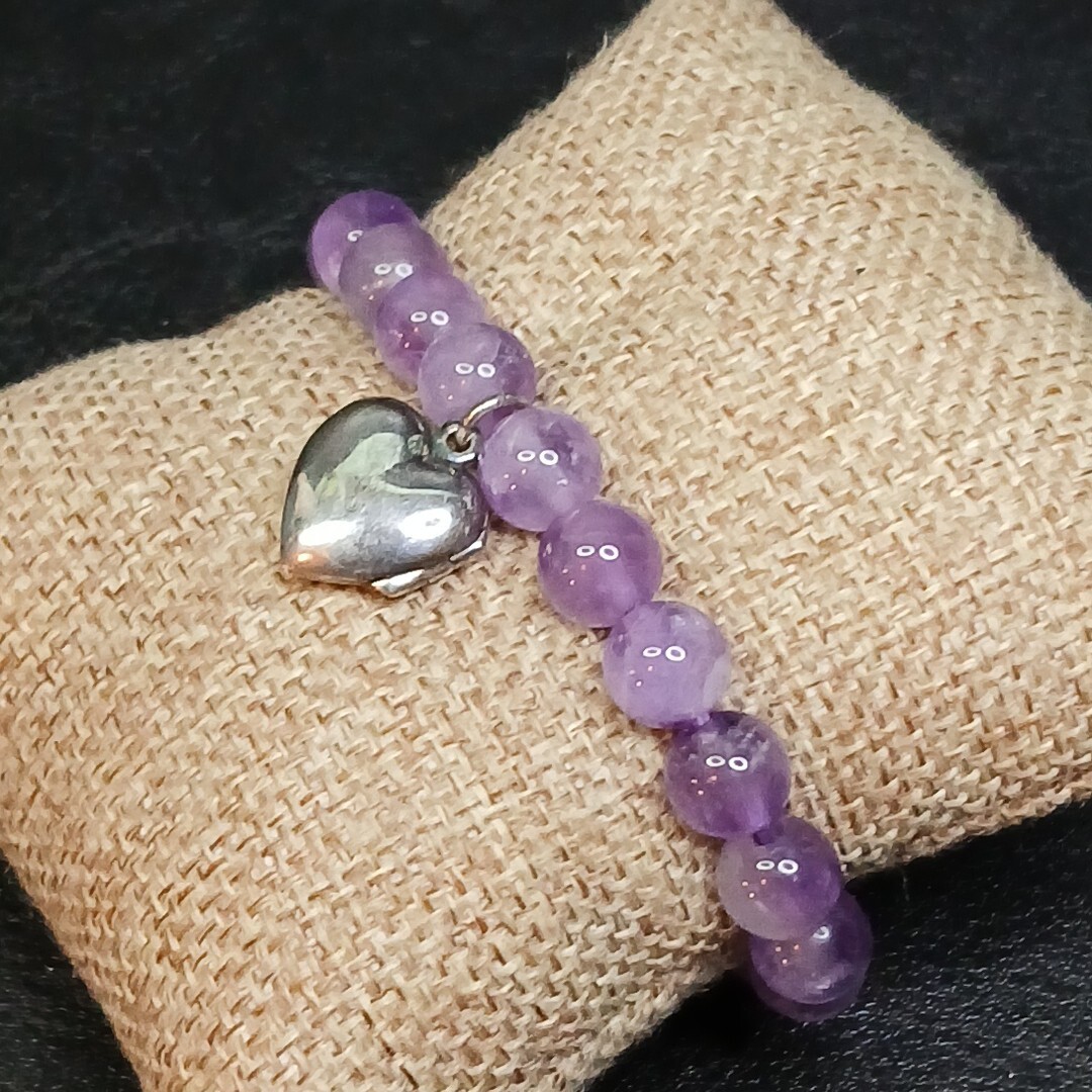 SAMARA Amethist Stretch Bracelet Whit Sterling Silver Heart Locket 13-781