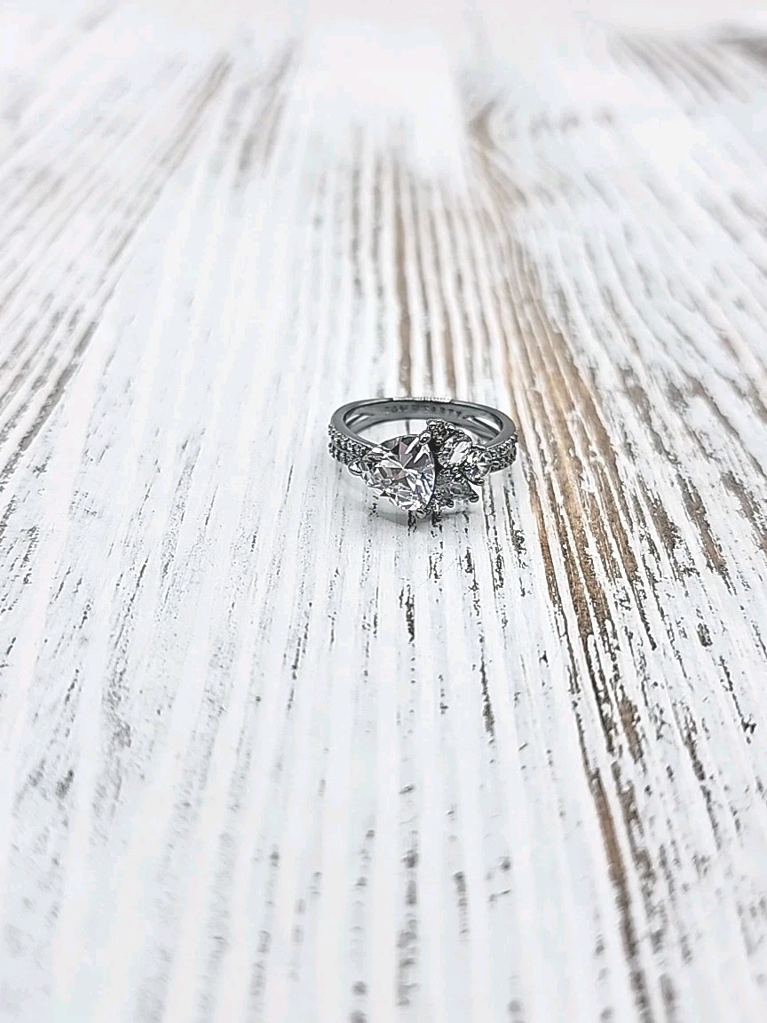 Bomb Party Silver Tone Cubic Zirconia Ring Size 7
