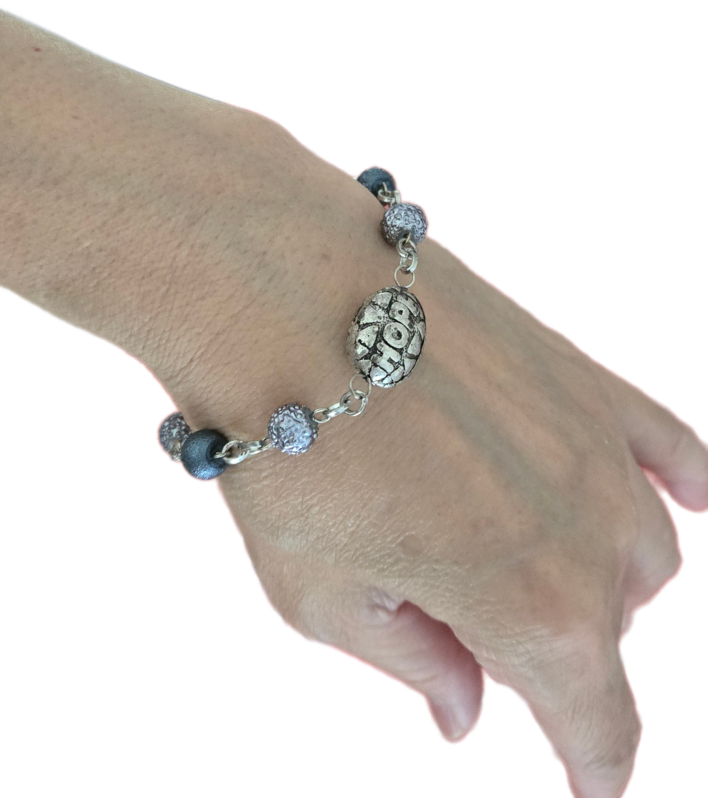 Wholesale Bracelets Lot of 12 Blue Silver tone Beaded Toggle Bracelet no stretch