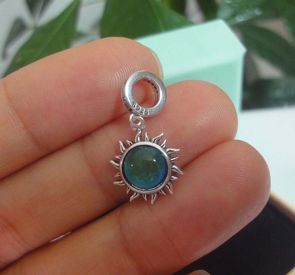 Sun Mood Stone Pendant 925 Sterling Silver Fashion Jewelry