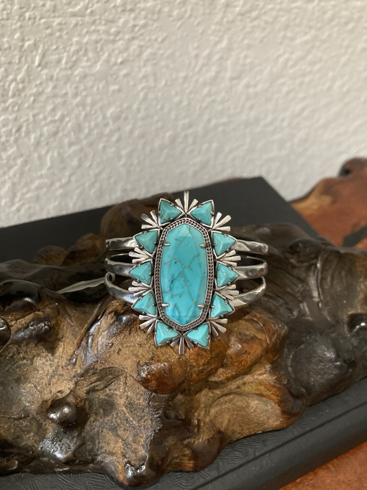 Kendra Scott Havana Turquoise Vintage Silver Cuff Bracelet Yellow Rose NWT