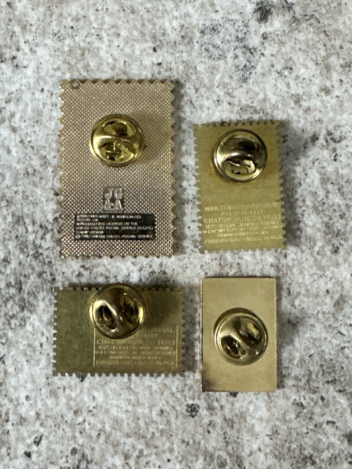Vintage USPS Stamp Replica Pins Set Vermont State Flower New York Iris Flag