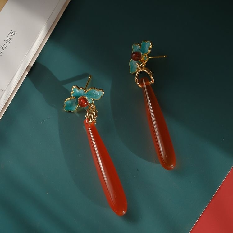 Chinese Style Long Teardrop Earrings New Chinese Hanfu Qipao Stud