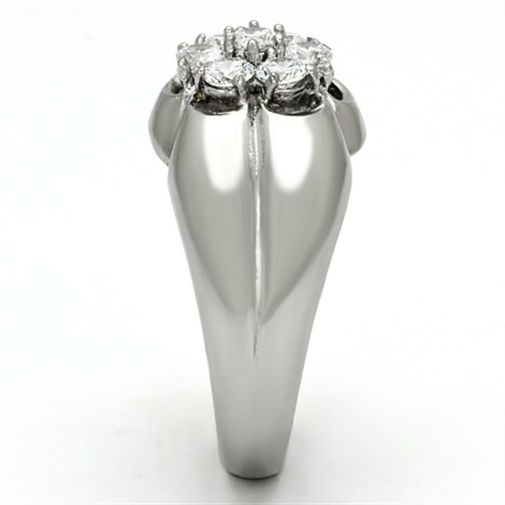TK944 – High polished (no plating) Stainless Steel Ring with AAA Grade CZ in
