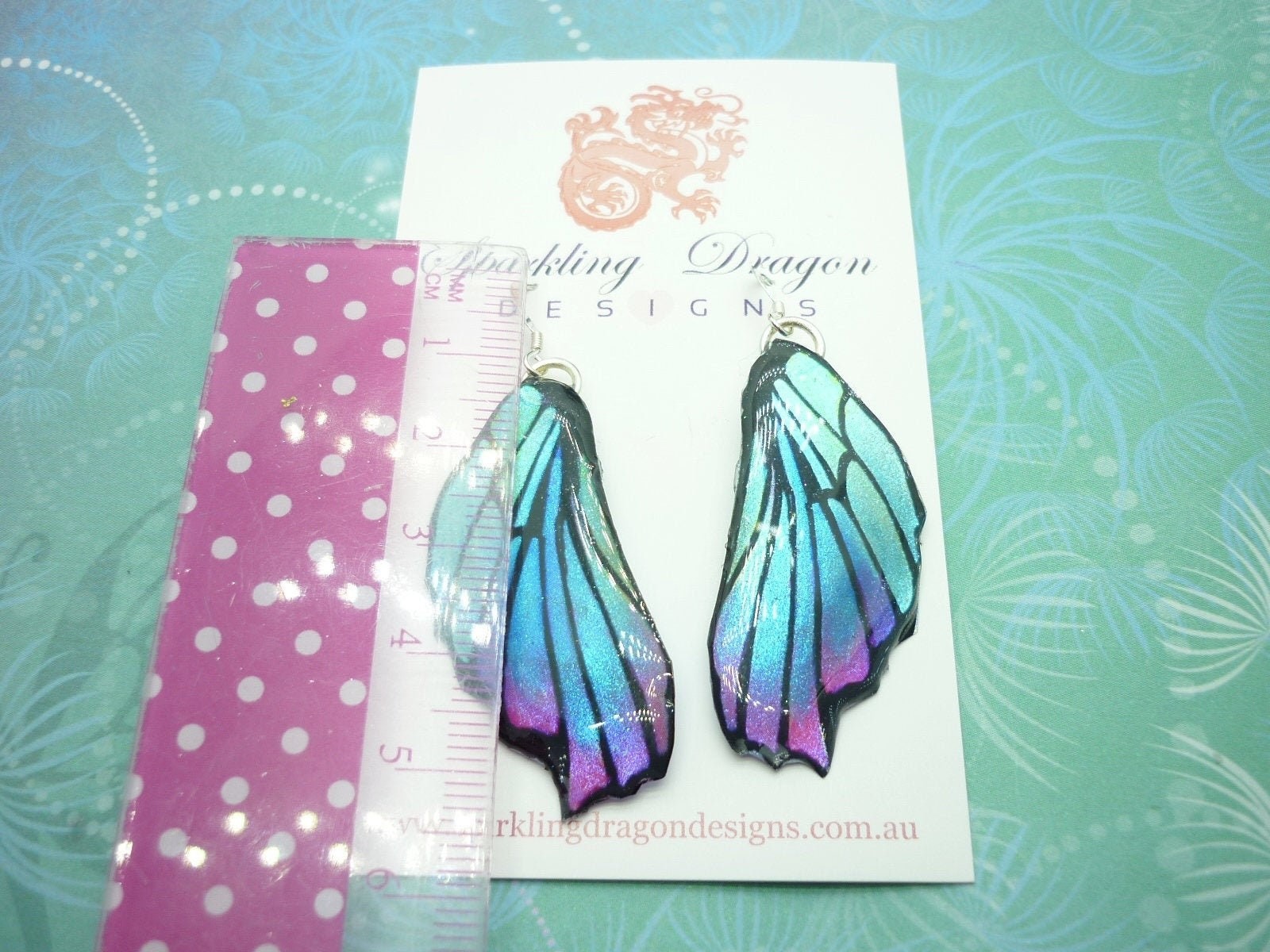 Butterfly Wing Blue & Pink Earrings – Fairy Jewellery, Fun Gift for her Fairy
