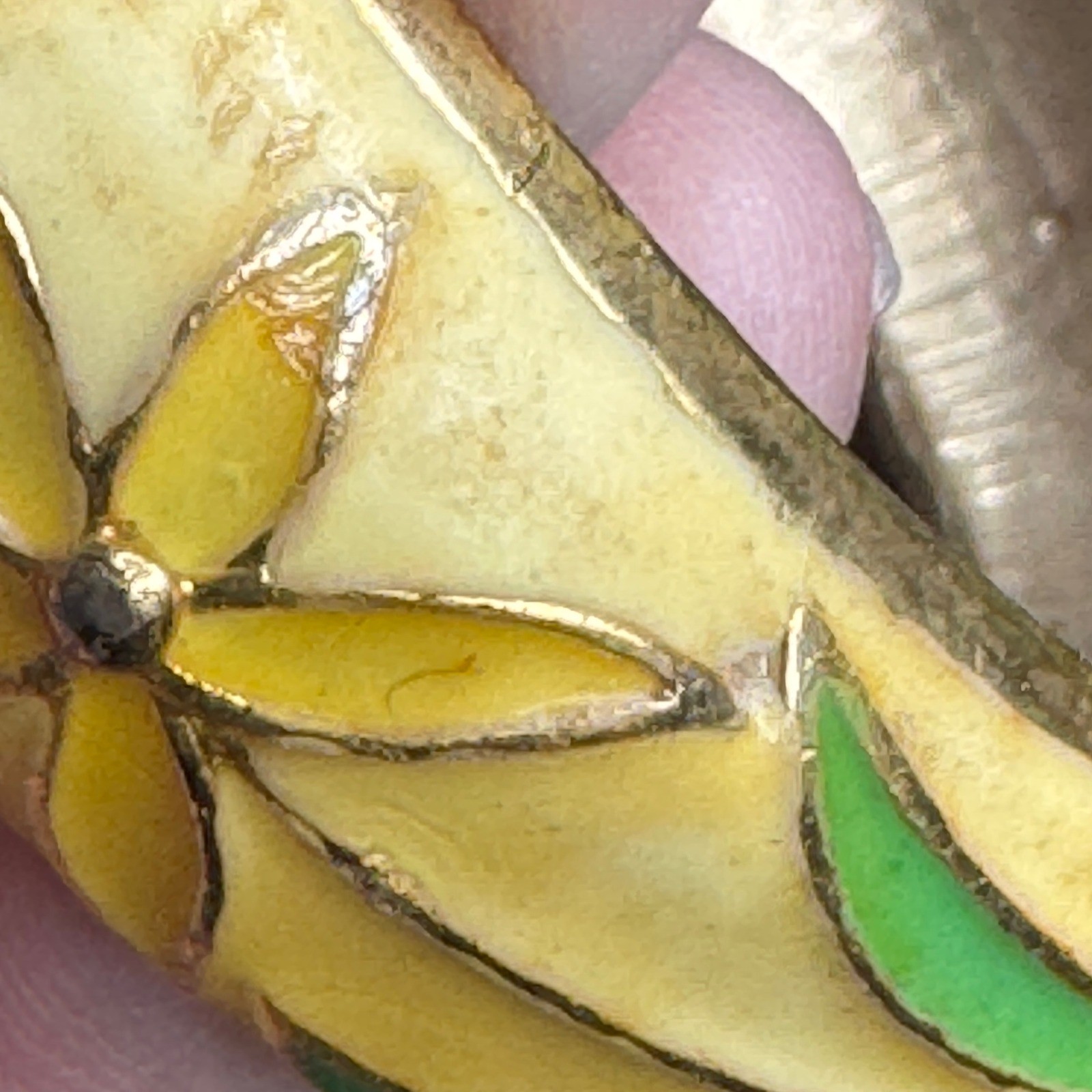 Vintage Cloisonne Bangle Bracelet Hinged Brass Heated Enamel Floral Asian Art