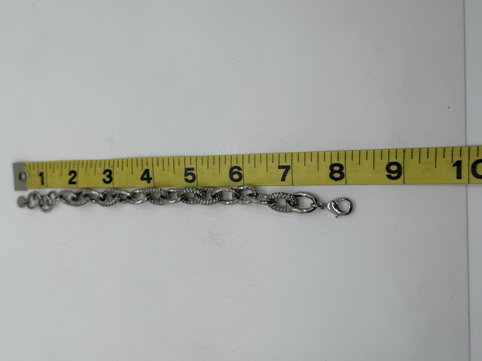 Stella & Dot Christina Bracelet Pave Rhinestone Silver Tone Link 7-8 Inch