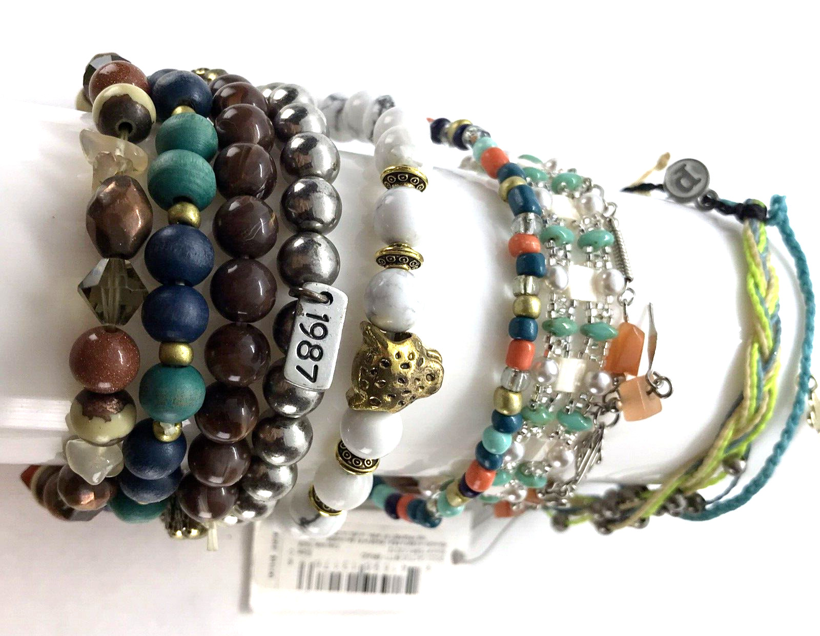 Bracelet Lot Bangles Bead Stretch mixed materials colorful Vtg to mod pure vida