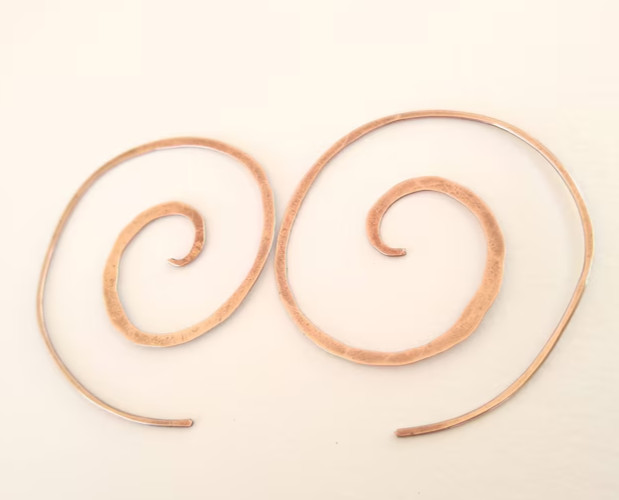 1 Pair Pure Copper Healing Spiral Hook Earrings, Jewelry Spiritual Kriya