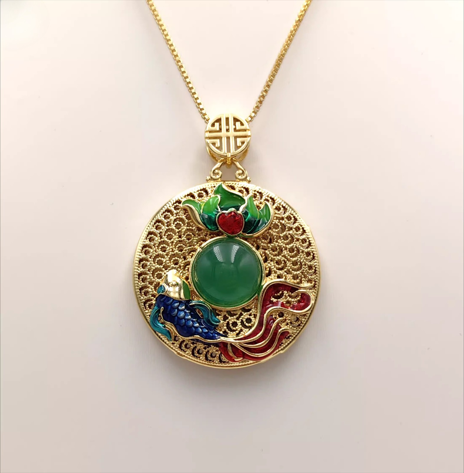 BN Nature Jade Vase Pendant Necklace Jewelry charm Blessing Lucky tune
