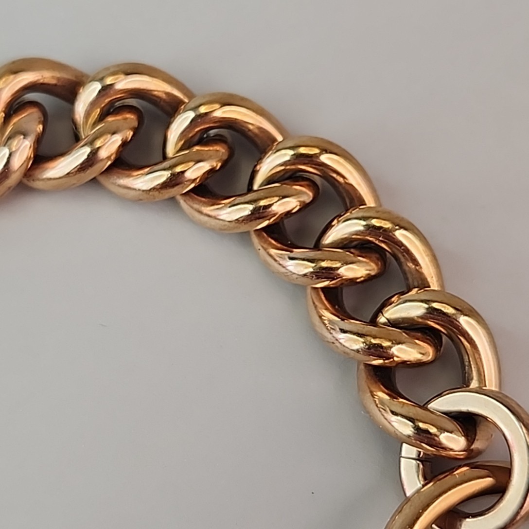 Michael Kors Chain Bracelet Round Logo Charm Chunky Copper Colored 7″