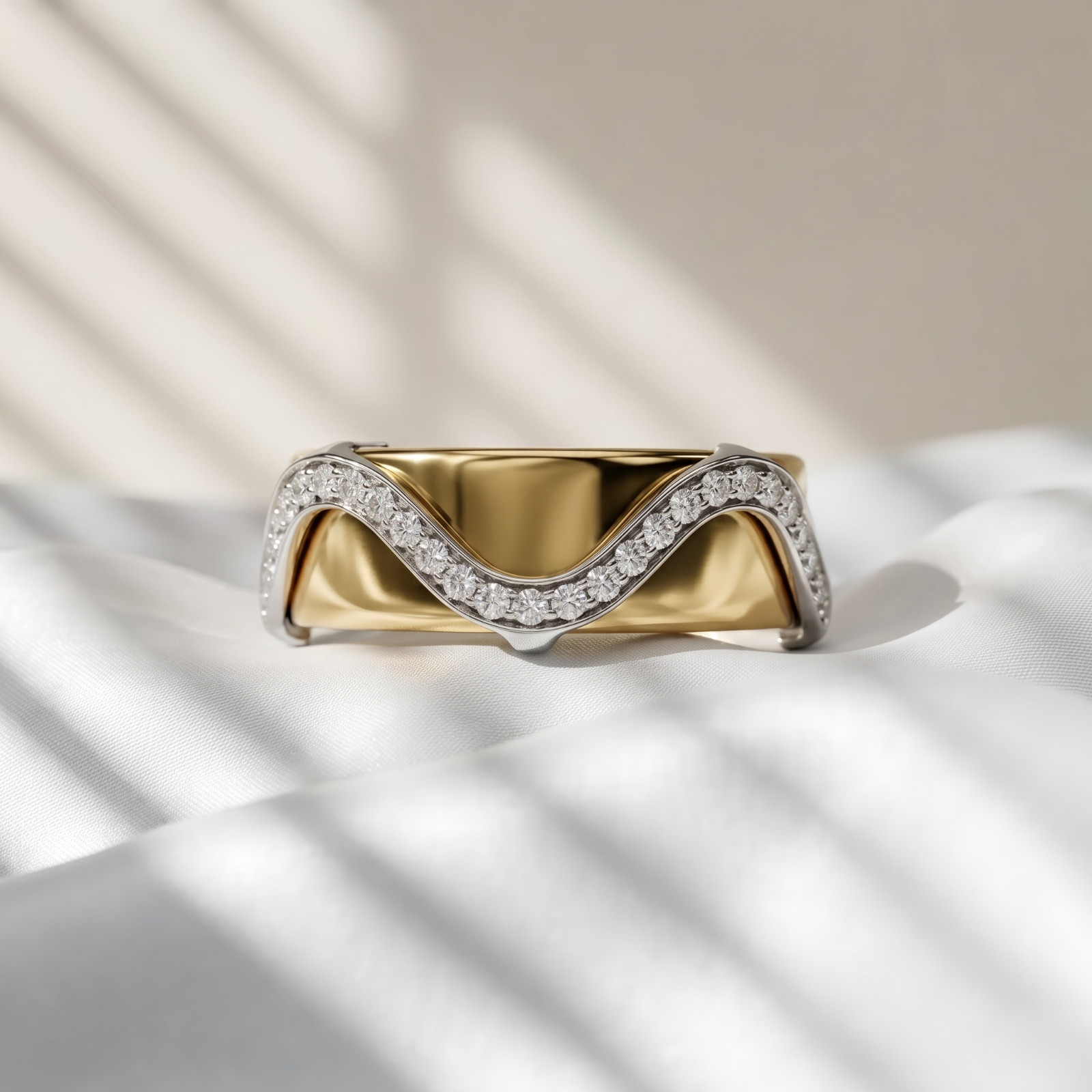 Wavy Moissanite Ring Cover, Oura Ring Jacket, Curved Stackable Enhancer Band