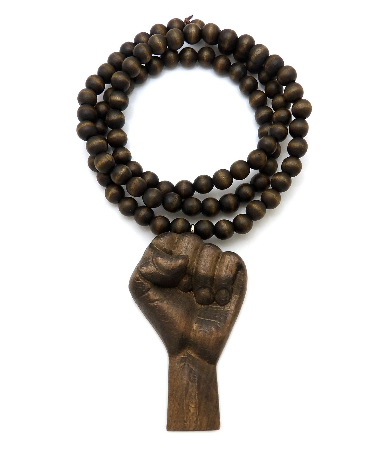 Good Quality Wood Rising Fist Power Pendant 8mm Wooden Chain Necklace WRC22
