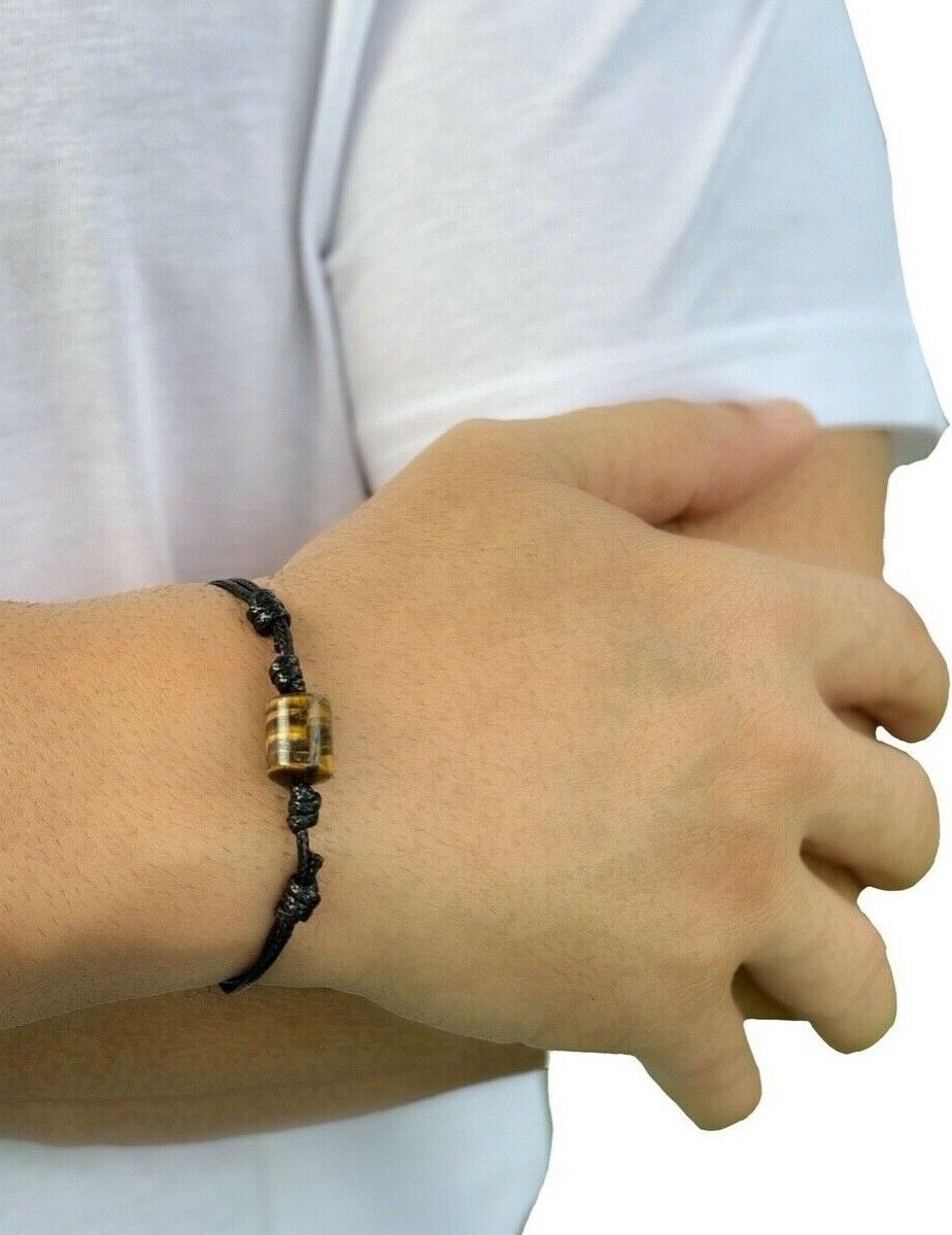 Mens Tiger eye stone bracelet chakra healing gift adjustable minimal unisex gift