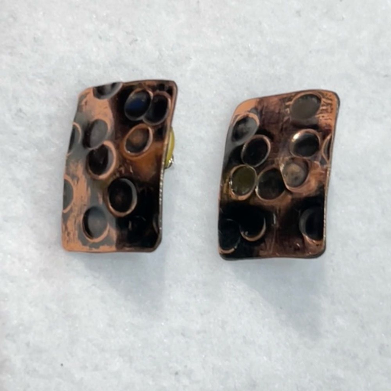 Copper and Black Textured Earrings