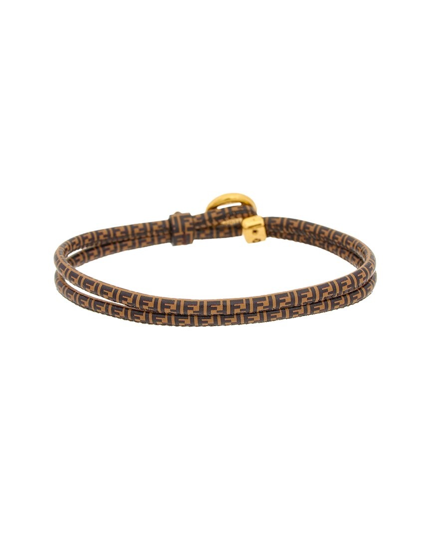 Fendi Ff Leather Bracelet Women’s Gold L