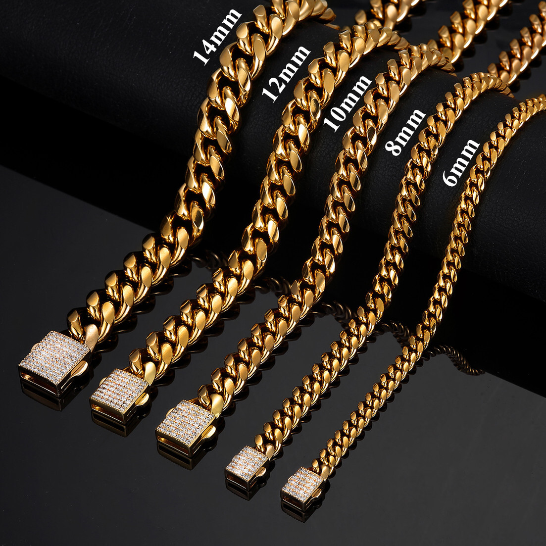 Men’s 18K Gold Plated Stainless Steel Curb Cuban LInk Chain Necklace 16-40inch