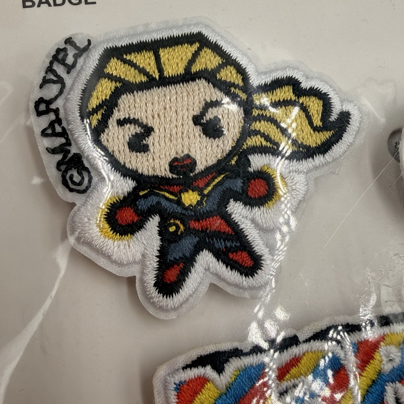 Marvel Kawaii Embroidered Pin Patch Set Captain Marvel Iron Man Logo 3pc Miniso