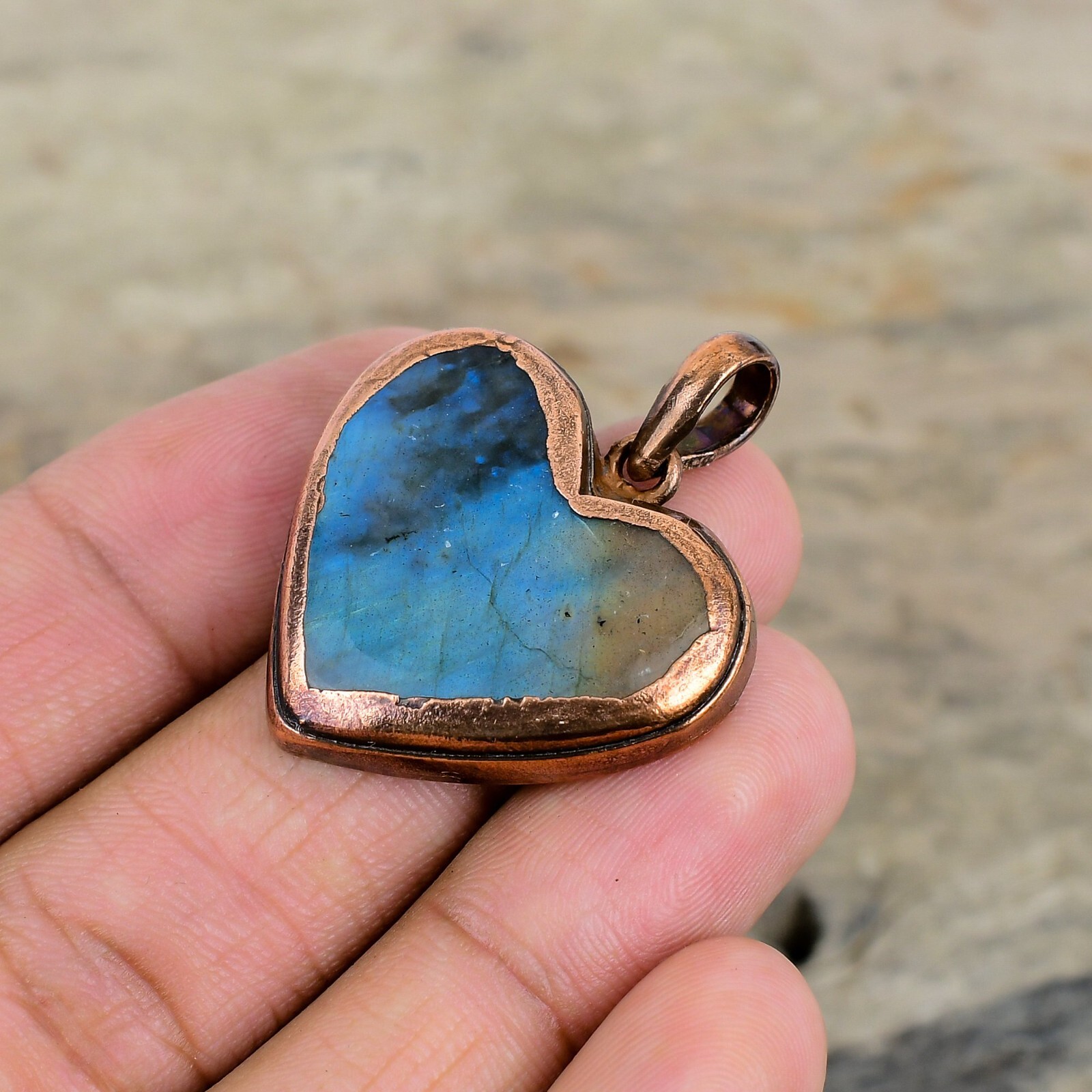 Labradorite Jewelry Copper Gift For Bridesmaid Electroformed Pendant 1.61″