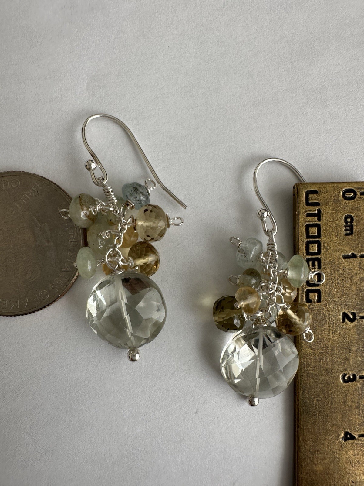 New Handmade 925 Sterling Silver Green Amethyst &mix Gemstone Earrings