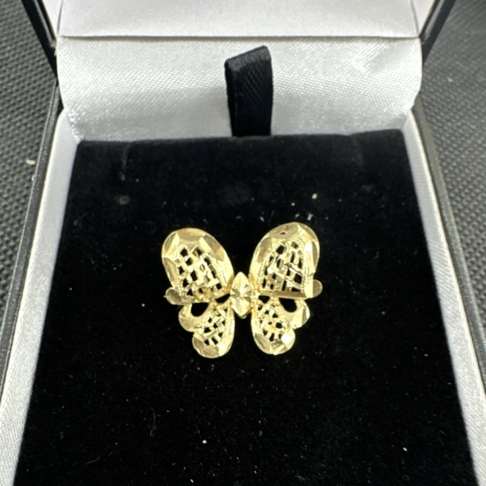 14k Gold Butterfly slider pendant, Signed 2.2cm Butterfly Theme