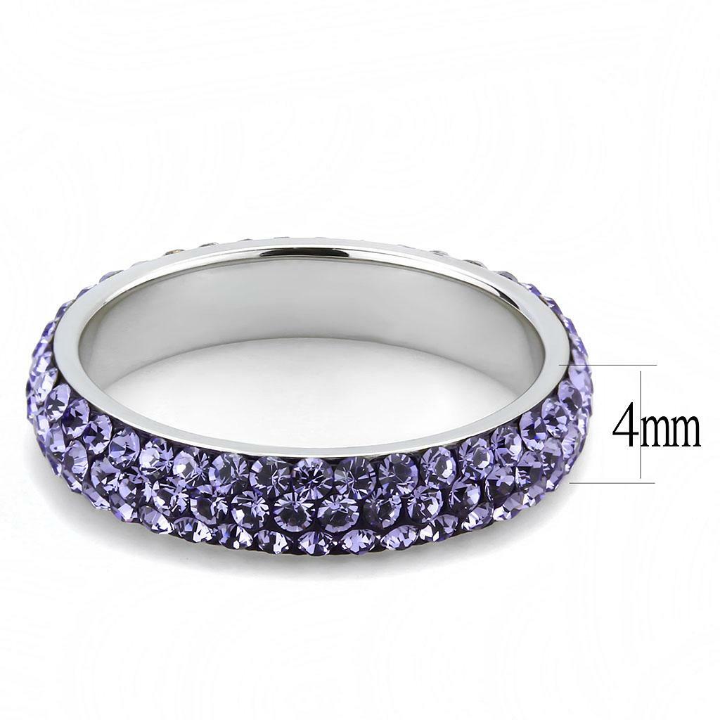 TK3540 – High polished (no plating) Stainless Steel Ring with Top Grade Crystal