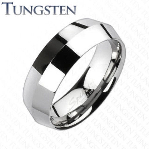 Center Point Faceted Tungsten Wedding Ring Size 5,6,7,8,9,10,11,12,13 (f80)