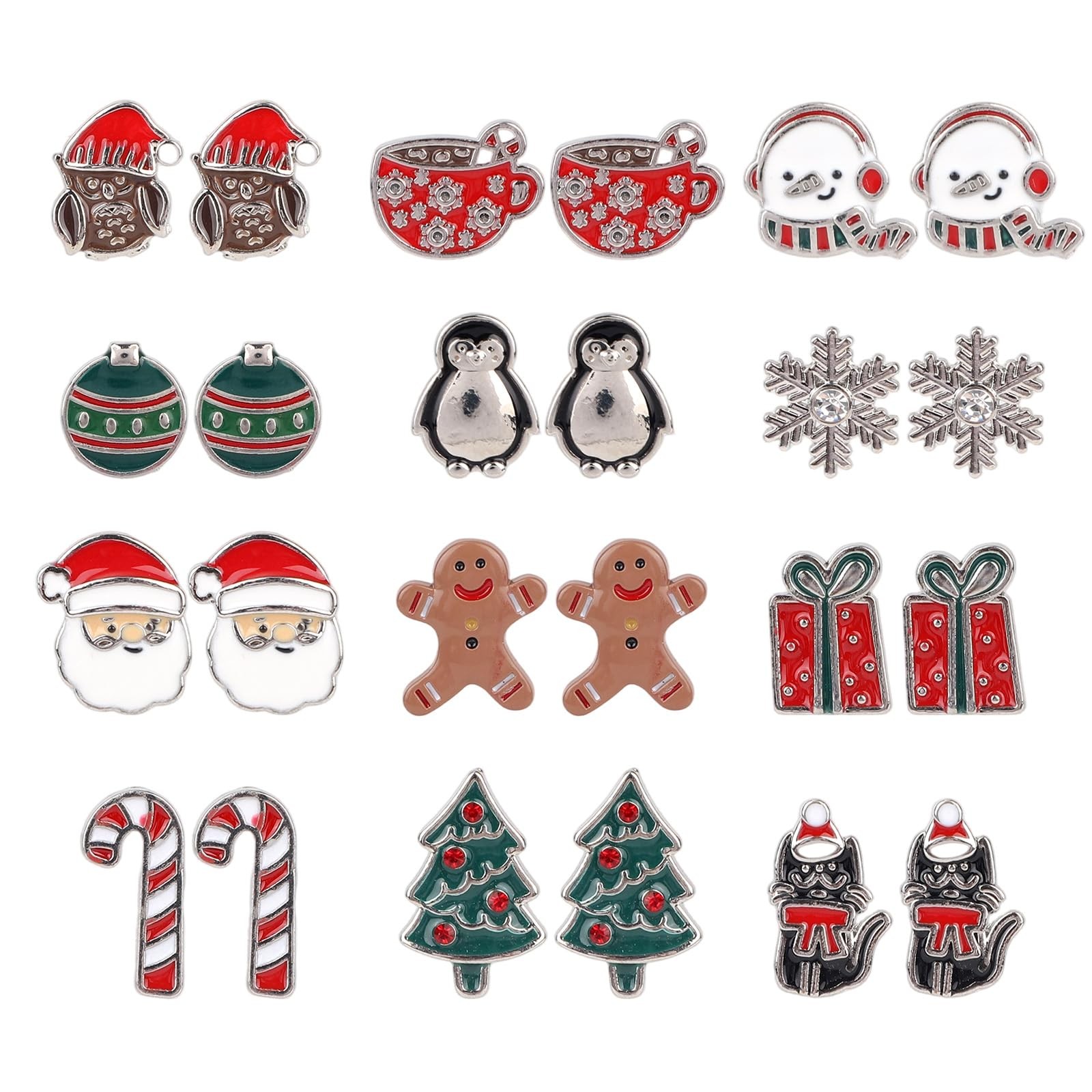 Mikovivi 12 Pairs Christmas Stud Earrings Medium, as shown in the picture