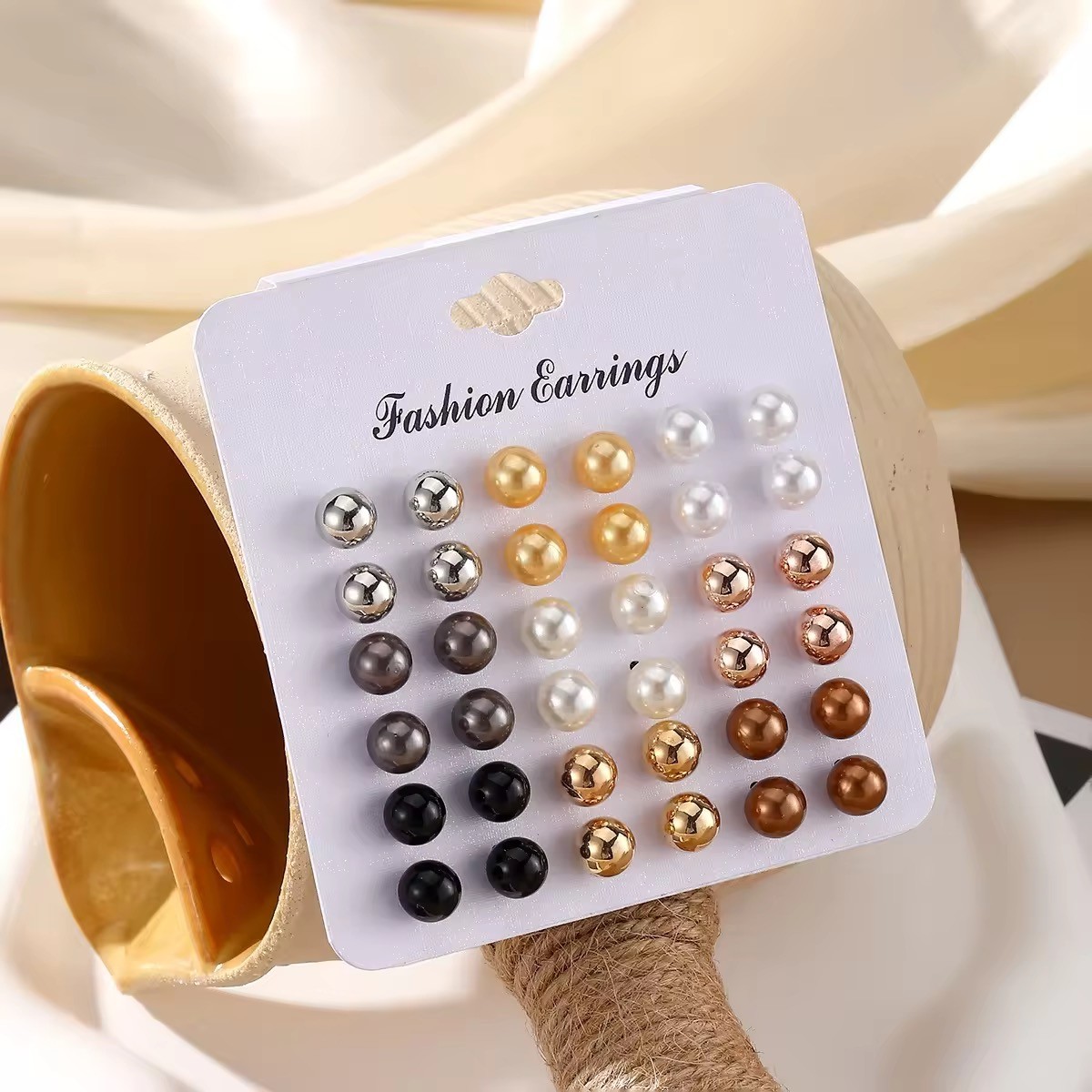 18 Pair Elegant Multi-color Imitation Pearl Stud Earrings Korean Jewelry Set New