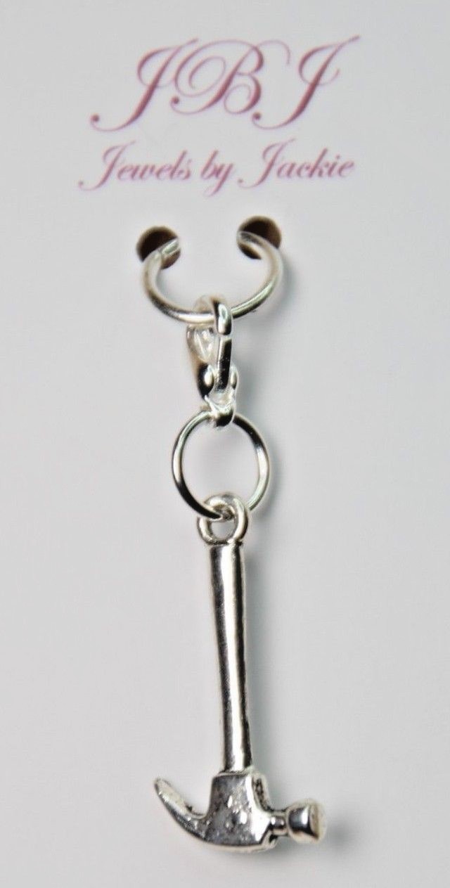 Hammer Charm Clip On Lobster Claw Clasp, Side Slider Charms Zipper Pull