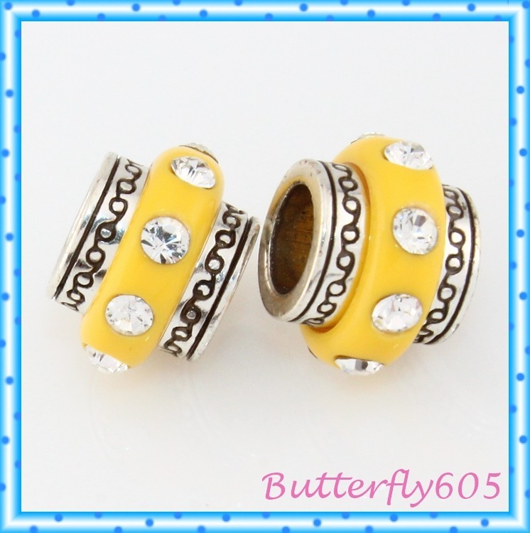 Brighton Dazzle Yellow Silver Crystal Round Spacers Beads Lot of 2 Set