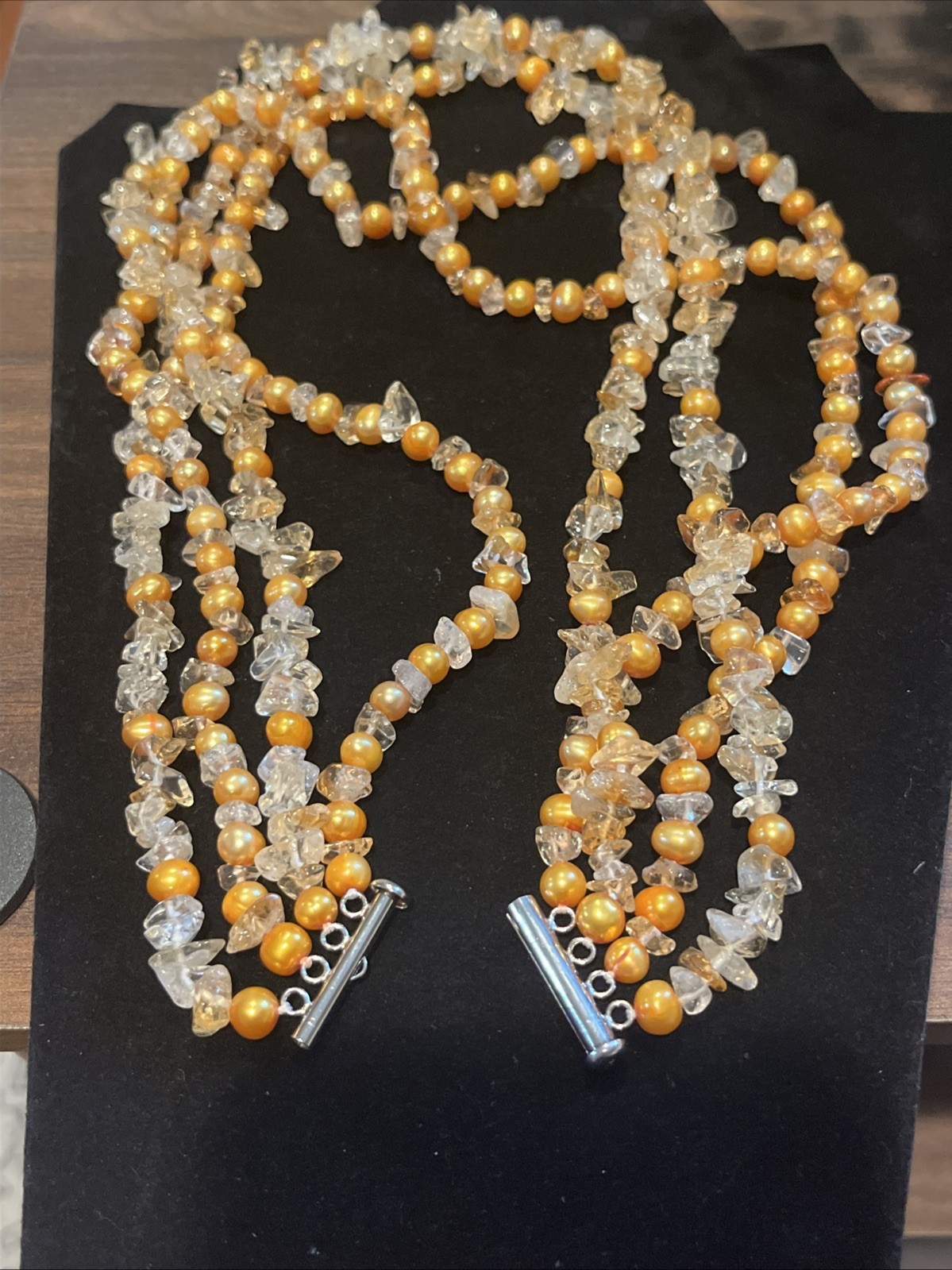 Ross Simons Sterling Silver 925 Necklace Torsade Baroque Pearls Citrine Quartz