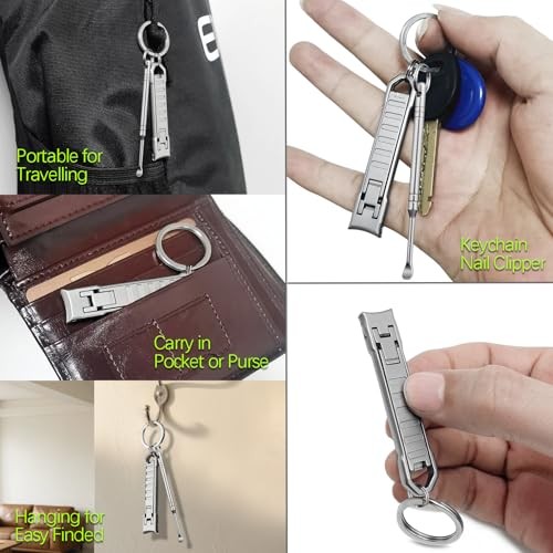 Portable Nail Clippers for Natural Fingernail and Toenails, UItra Thin Set a