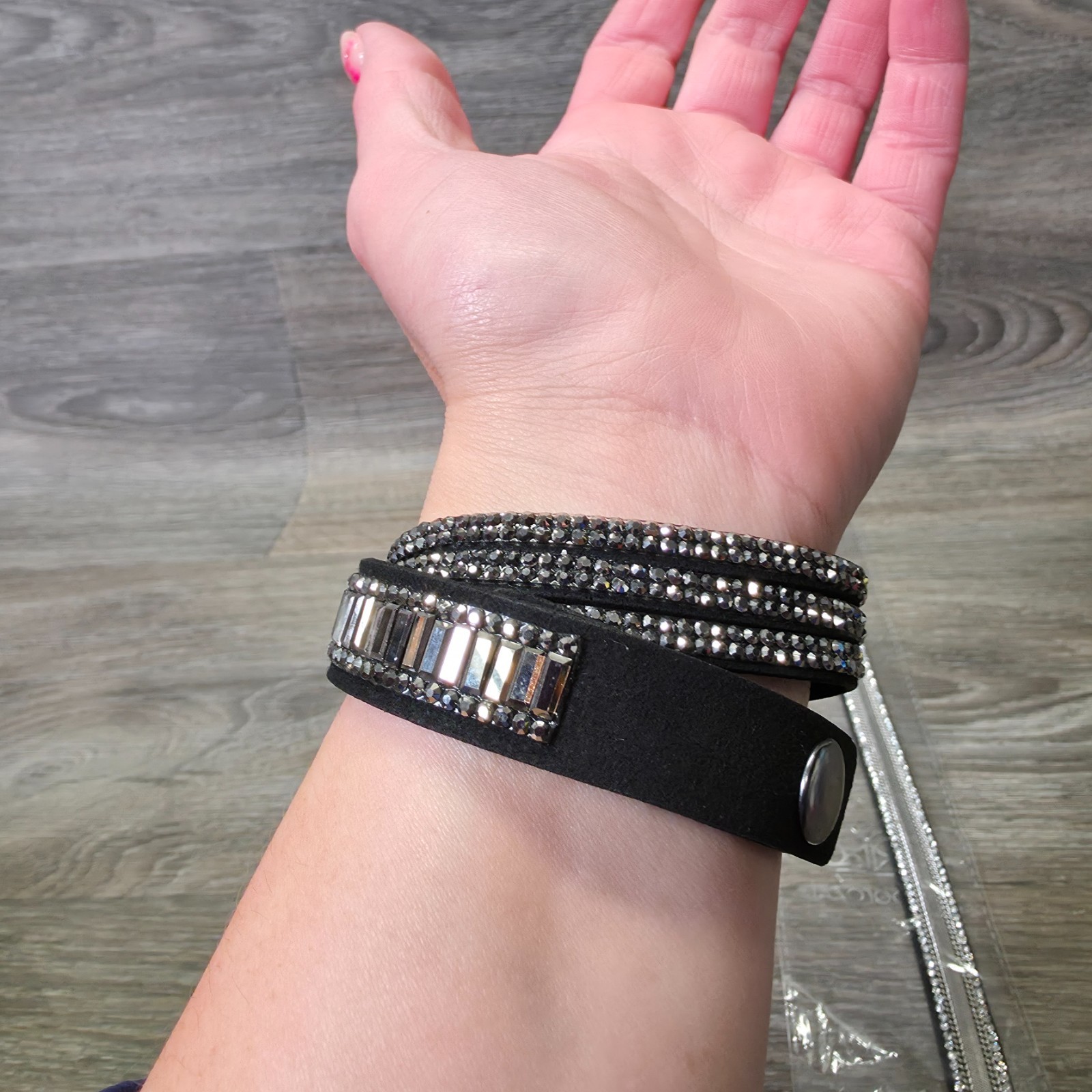 Paparazzi Black Rhinestone Diamond Wrap Bracelet Lot of 2 Boho Jewelry NEW