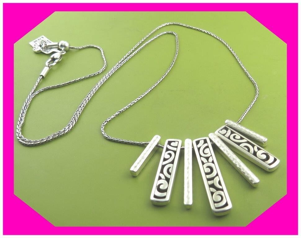 BRIGHTON DECO LUXE FAN Bar Groove Crystal Reversible Long NECKLACE NWtag $78 50%