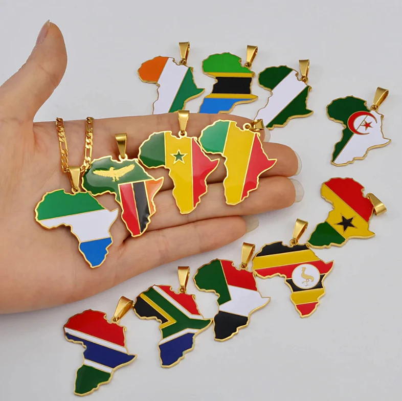 Togo Flag Africa Map Necklace