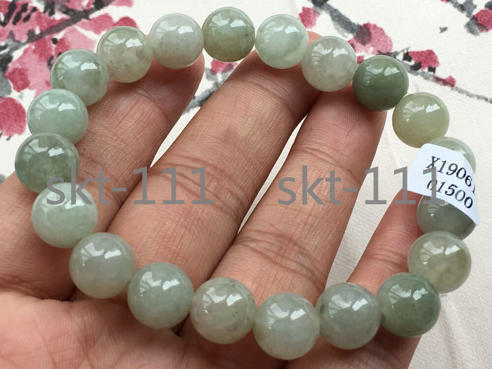 Certified natural A grade jade jadeite 10mm Round elastic jade bracelet AAA